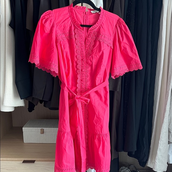 Hale Bob Solid Cotton Poplin Mini Fuchsia Dress XL (Kaja Solid Poplin Dress) - Picture 2 of 9